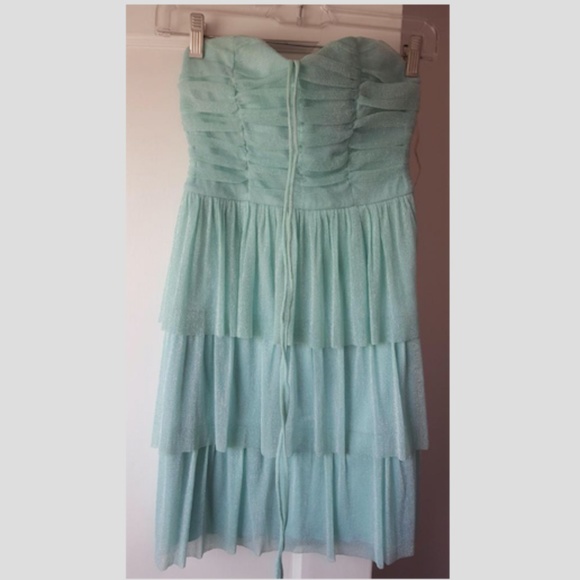 Juniors teal strapless dress - Picture 2 of 4
